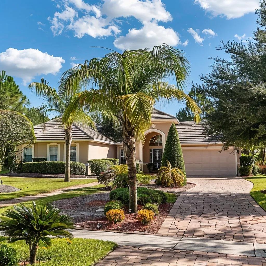 Well-maintained trees enhancing the curb appeal of a home in Volusia