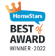 HomeStars Best of Award Winner 2022 badge for Osteen Tree Service, showcasing recognition in professional tree care and maintenance.